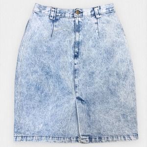 Vintage Calvin Klein Sport 80s Denim Acid Wash Jean High Rise Pencil Skirt